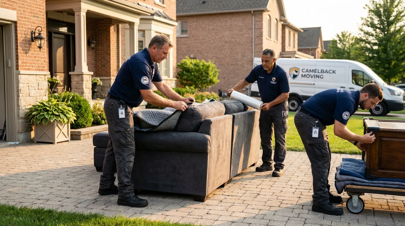 Large estate moving crew wrapping furniture in Rosedale, NY