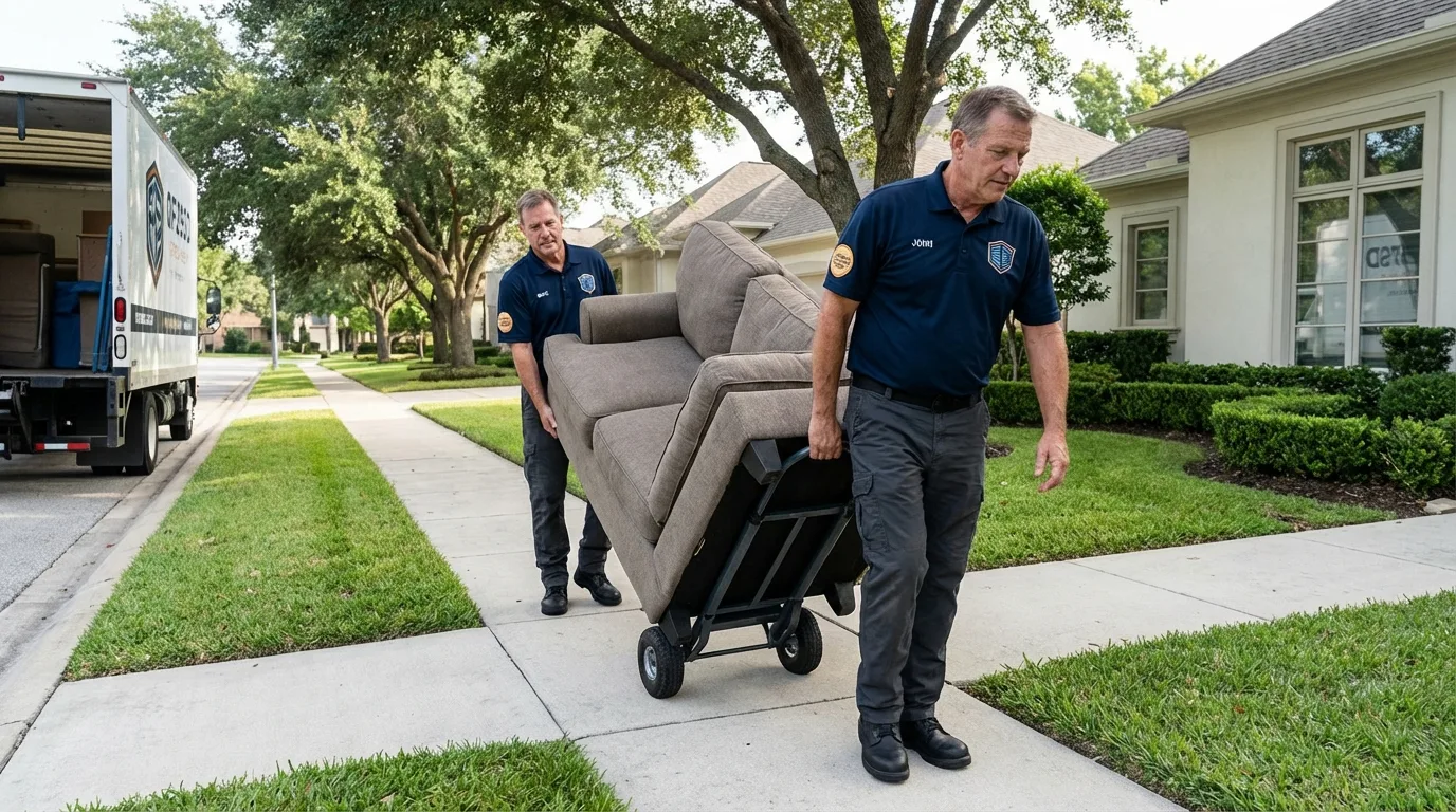 Local residential moving crew loading furniture in Rosedale, NY